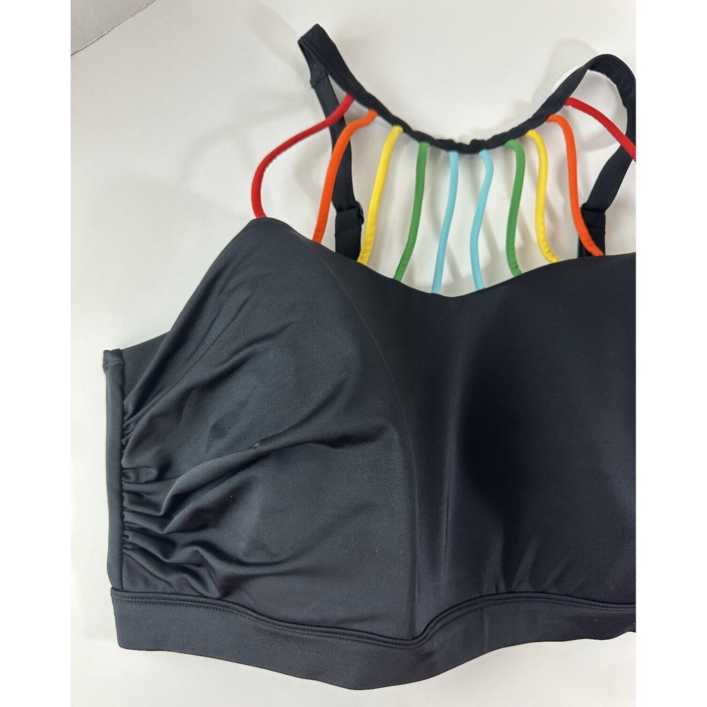 Cacique No Wire High Neck Swim Bikini Top Strappy Rainbow Detail Plus Size 24 - Picture 4 of 11
